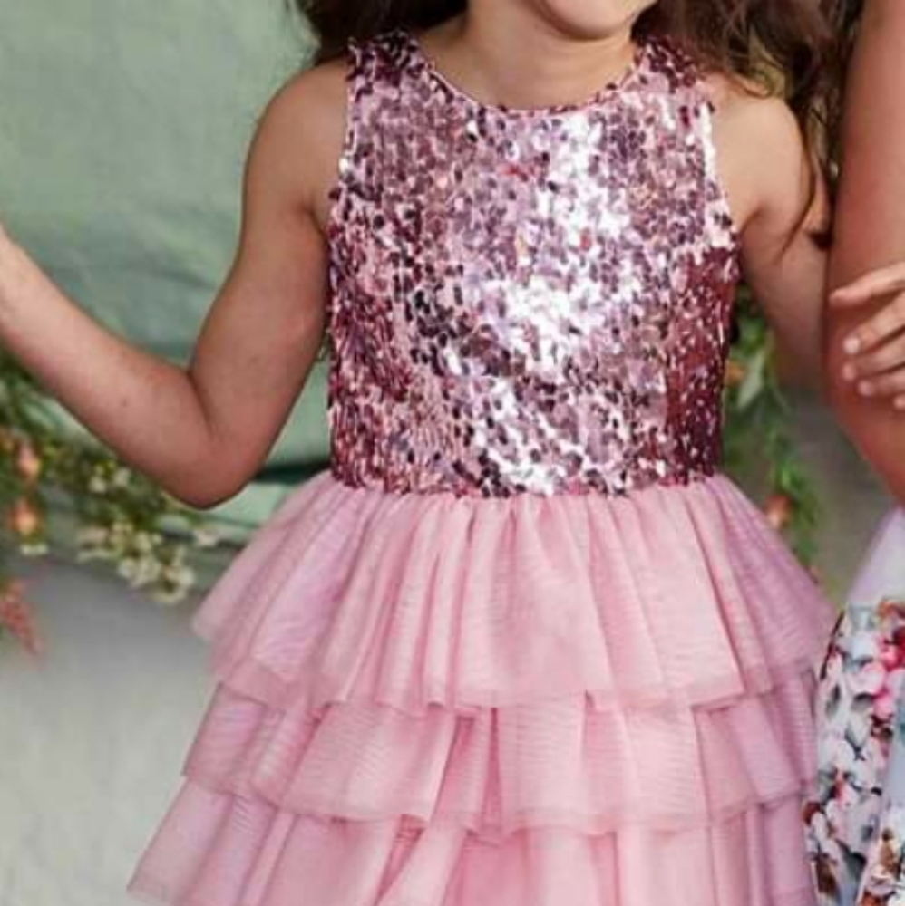 Chasing fireflies pink sequin ruffle dress 8 - Picture 4 of 5